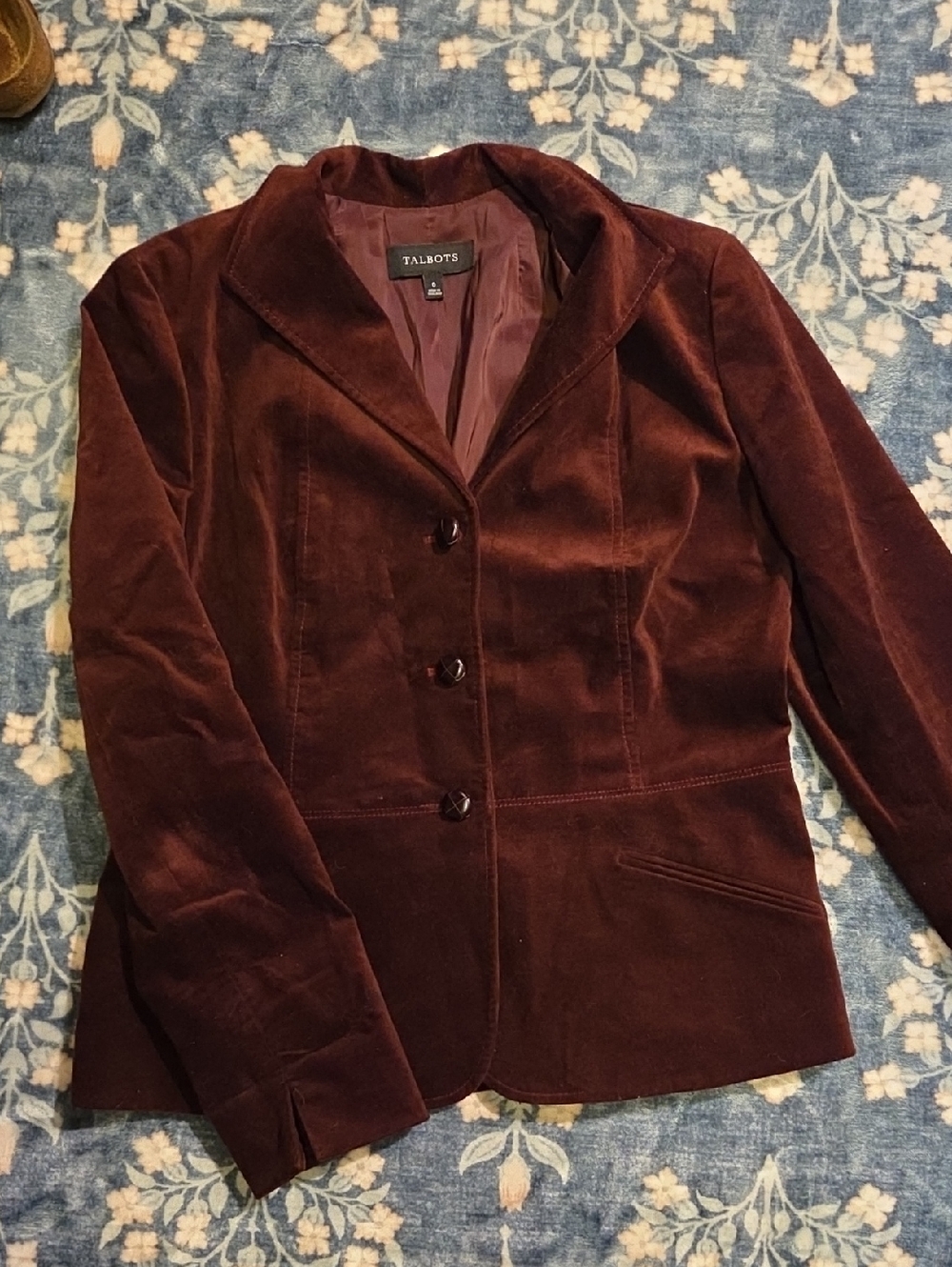 Talbots Velvet Blazer Jacket - Wine